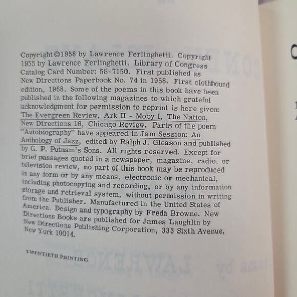 Vintage A Coney Island of the Mind Lawrence Ferlinghetti Poetry Book 1958 Softco - Picture 8 of 8